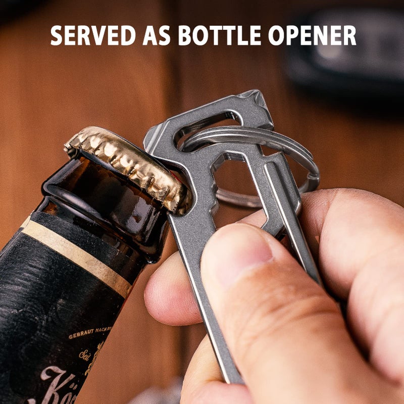 TISUR Titanium-Keychain-Clip-Bottle-Opener-Keychain,TISUR Edc Tactical Carabiner Key Chains Men Multitool for Outdoor Camping Key Ring Clip With 32mm Titanium Key Rings - Image 3